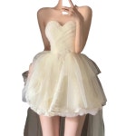 셀프 웨딩 하트탑 레이스 에이라인 미니드레스 S S