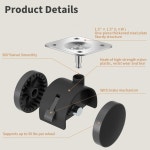 쉐굴루 1 5 소형 나일론 플라스틱 판 캐스터 휠 회전 가구 휠당 50파운드 적재 용량 4개