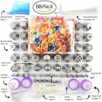 케이크 장식을 위한 러시아식 파이핑 팁 - 88Pc 꽃 싱 프로스팅 노즐 세트 완전한 페이스트리 베이킹 도구 키트 컵케이크 쿠키 전문 제빵사를 작고