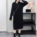 케이블 니트 원피스 가을겨울 루즈핏 롱 기장 심플한 컬러 여 J0140
