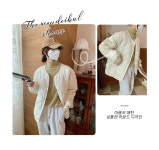 오노마 마름모 무늬 루즈핏 라운드넥 여성 패딩 URD237