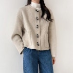 마미스헬퍼 떡볶이 단추 클래식 세미크롭 코트 NYSWJK4957