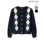 머스트비 머스트비 여성 프렌치 아가일 니트 가디건