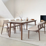 로포텐 오로라 6인 원목 포세린 세라믹 식탁세트 2000mm 의자3 + 벤치1