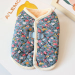 쁘띠도그 털누빔김장조끼 겨울 강아지옷 복고풍 꽃무늬 할매 누빔 조끼