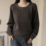 앤드스타일 앤드스타일 여성용 웜소프트 6탄 울혼방 케이블 라운드넥 루즈핏 데일리 니트 L 264995