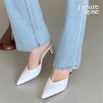 디자이어로즈 가죽 스틸레토 뮬 v컷팅 슬리퍼힐