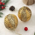 보용상점 글리터 장식볼 2p 옐로믹스 크리스마스장식품