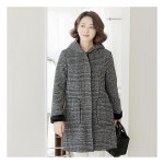 조이마담 체크 후드 퍼 코트 j3112