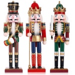 3개의 나무 크리스마스 호두까기 인형 전통 페인트 가정용 벽난로 트리 파티 장식을 위한 축제 수집품 드럼머 스피어스 스워드맨 2pcs