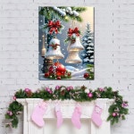 캔리치샵 크리스마스 벨 다이아몬드 아트 초보자 페인팅 키트 5D 풀 드릴 도트 젬 공예품 12x16 벽 장식 G6741