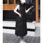 봉봉샵 심플 무지 격자 롱 패딩 아우터 롱패딩 조끼 캠핑 쇼핑 가을 겨울 데일리 격자롱롱패딩조끼 RLD-744