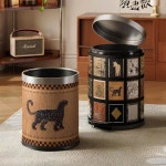 거실 인테리어 휴지통 밀폐형 빈티지 쓰레기통