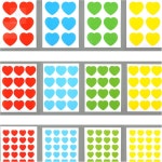 성심샵 컬러 하트 스티커 1장 6P 12P 24P 어린이집스티커 12P - 그린