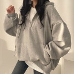 더블디 루즈핏 하프집업 후드티 LK-TA11