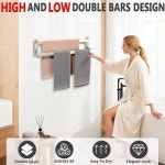 앨리스 더블 목욕 타월 바 욕실용 선반 벽걸이 홀더 걸이 SUS304 스테인리스 스틸 레일 브러시드 니켈 23 2 GOY002-LS