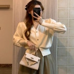 스타일하우스 가디건 카디건 CD 여성 페미닌 데이트룩 퍼프셔링 브이넥