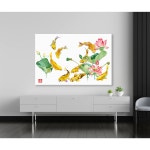 황금 잉어 붕어 연꽃 그림 캔버스 액자 생기 재물 금전 행운 합격운 인테리어 수채화 1 황금빛 재복 구어도 20호 75x50