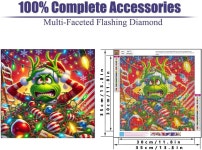 MjhRcll 크리스마스 다이아몬드 페인팅 키트 초보자를 위한 재미있는 아트 홈 월 장식용 액세서리가 포함된 코믹 도트 14X14 G8768