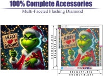 MjhRcll 크리스마스 다이아몬드 페인팅 키트 초보자를 위한 재미있는 아트 홈 월 장식용 액세서리가 포함된 코믹 도트 14X14 G8768