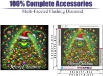MjhRcll 크리스마스 다이아몬드 페인팅 키트 초보자를 위한 재미있는 아트 홈 월 장식용 액세서리가 포함된 코믹 도트 14X14 G8768