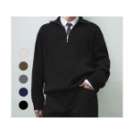 드로우핏 오버사이즈 하프 집업 카라 울 니트 DFKN5391