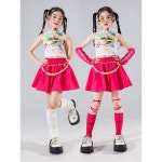 주니어 댄스공연복 팔토시 홀터넥 치마 방송 오디션 무대의상 걸그룹댄스 프릴 1 화이트스커트 J4979