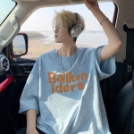 원픽 남성 여름 티셔츠 라운드 프린트 반팔 티 상의 원템2 하늘색 G16-1