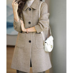 모직 코트 여 가을 겨울 작은 키에 도톰한 슬림핏 하프 모직 코트 J0259