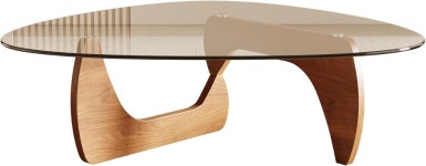 혼이 모든 커피 테이블 42 5 x 28 5 16 1 거실용 삼각형 강화 유리 상판 천연 목재 Natural Wood