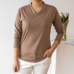 코코세븐 여성 무지 스판 브이넥 베이직 이너 긴팔티셔츠 L 66 77