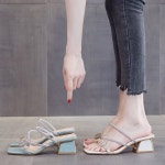 에쥬아 Asure 여성 샌들 슬리퍼 단화 스퀘어 토 하이힐 여자신발 240