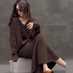 여성 여유핏 머메이드 스타일 니트 롱드레스 CCO5884