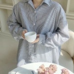 애플망고옷장 오버핏 줄무늬 한라 스트라이프남방 5806 셔츠