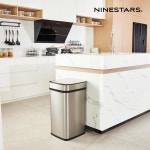 나인스타 13갤런 냄새 중화 스마트 주방 쓰레기통 자동 제어 모션 센서 범용 전원 어댑터 50리터 오프닝 스테인리스 스틸 노바 시리즈