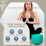 사운드텔로 그린 F 노트 하트 차크라 10 쿼츠 크리스탈 싱잉 볼 힐링 마인드풀 명상 요가 사운드 배스 케이스 러버 망치 8 inch 1 G Note