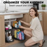 멜트르크 언더 싱크 오거나이저 2팩 욕실 수납장 아래 주방 정리용 슬라이드 서랍이 12 8 12 8 Inch