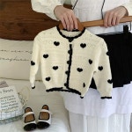 니트가디건 아우터 하트 공주 화동 등원복 140사이즈 블랙하트