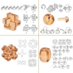 브레인 티저 퍼즐 20Pcs 잠금 해제 인터록 게임 IQ 테스트 나무 장난감 3D 매직볼 어른용