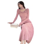 여자 겨울 원피스 라운드 부드러운 워머 니트 추동 빈티지 롱스커트 SPO마켓4