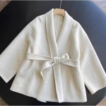 캐시미어 텐셀 울 터틀넥 끈 조임 리버시블 모직 코트 하프코트 여 J0263