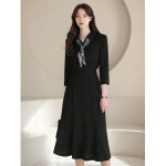 시크라인 오픈카라 7부소매 플레어 원피스 CLPAO1