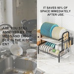 레광 2단 스테인리스 식기 건조대 싱크대 카운터 내 오버 공간 절약형 주방 정리함 탈착식 배수 트레이 홀더