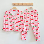 청이앳홈 양면기모 남아 여아 초등학생 수면 아동 파자마잠옷 75호 체리-핑크