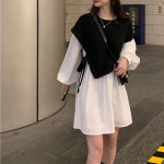 천하오 추동 언발란스 페이크 퍼프 원피스 M J1884