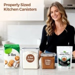 ComSaf 밀가루 설탕 저장 용기 3개 세트 5 2L 5 5Qt 2 5L 2 6Qt 2 뚜껑이 대형 밀폐 식품 용기 주방용 플라스틱 세트 쌀 베이킹용 팬트리