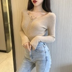 여성 6컬러 골지티셔츠 슬림핏 보들보들 스판티셔츠