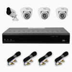 화인츠 500만화소 CCTV 자가설치 4채널 실내 실외 무인 감시카메라 방범용 매장용 농막 케이블20m HDD포함 실외1실내3 1개 XRT4104