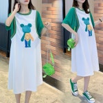 천하오 임부복 원피스 하의 하프 티셔츠 녹색 J1247