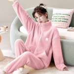 여성 홈웨어 극세사 기모 파자마 상하세트 도툼 집업 수면잠옷 겨울 보온 실내복